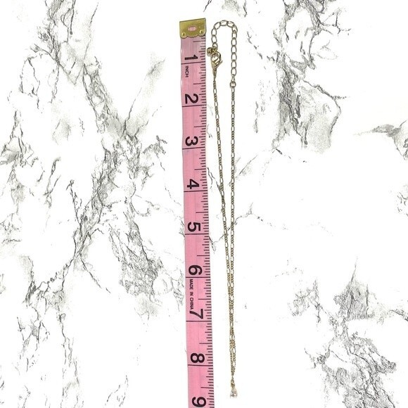 Teardrop Solitaire Rhinestone Gold Tone Necklace - Picture 6 of 8